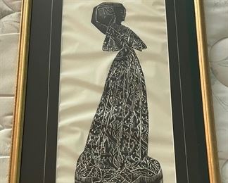 Margaret Peyton Brass Rubbing Art Print “ The Lace Lady”