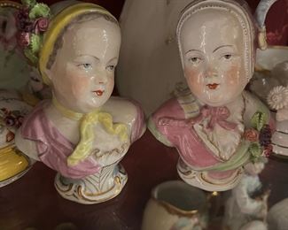 Rare pair of 19th century Meissen busts of children, hallmarked
