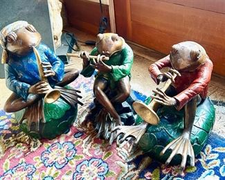 Frog Musicians, metal, approx 1.5' high