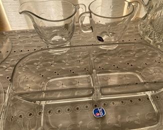 several unused pieces of Heisey Glass, all with original stickers