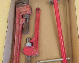 2 pipe wrenches and Faucet wrench