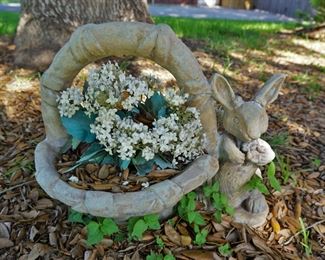Concrete rabbit and basket