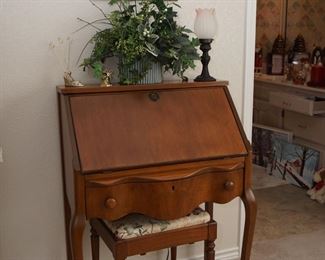 Drop front desk with stool