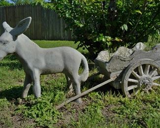 Concrete donkey and cart