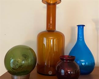 Modern glass bottles ( Kastrup Holmgaard) & Japanese fishing ball