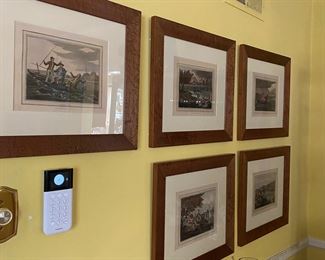 Set antique hand colored etchings - fishing tales