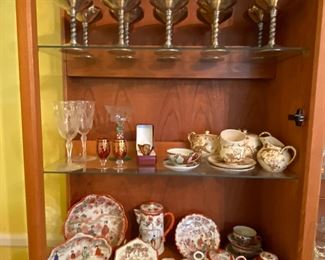 Silverplate champagnes, Antique tea set, Geisha ware