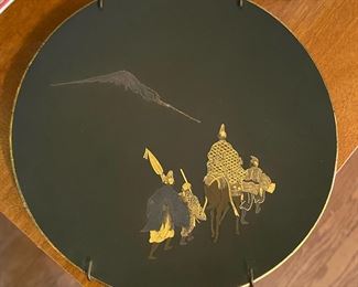 Asian plate - gilt figures