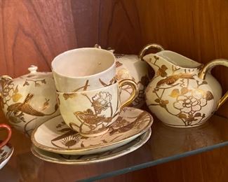 Antique tea set - heavy gold decorations