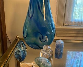 Art glass vase, paperweights