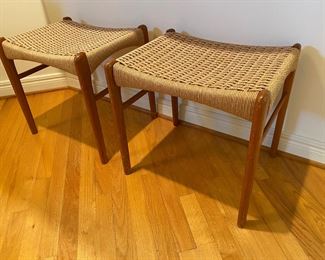 Mid century  modern Danish teak stools  (2)