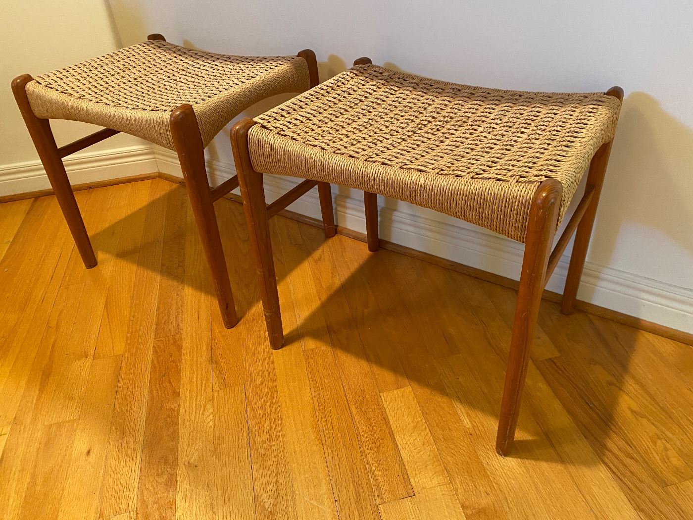 Mid century  modern Danish teak stools  (2)