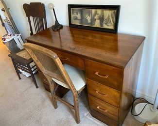Wood Desk with Chair 