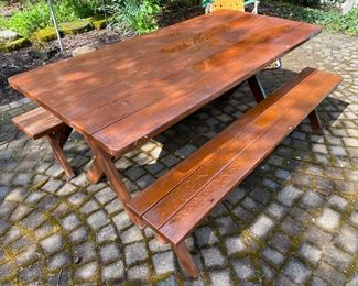 Wooden Picnic Table w/ benches