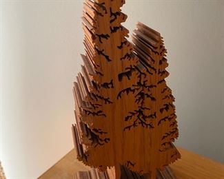 Black Spruce Trees done in Red Oak by Gary E. Popen