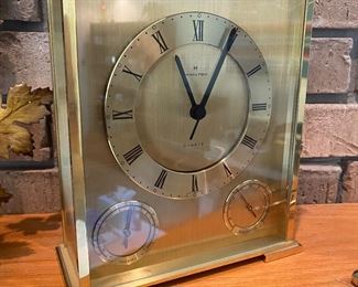 Hamilton Quartz Mantle Clock  w/ Thermometer and Barometer                                                                                                     Made in Germany