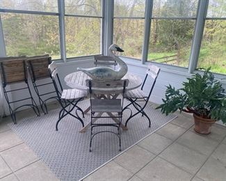 Teak Table with 4 Folding Teak Chairs (Additional 8 Matching Folding Teak Chairs Available)_