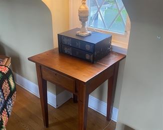 Antique Table / Alabaster Lamp