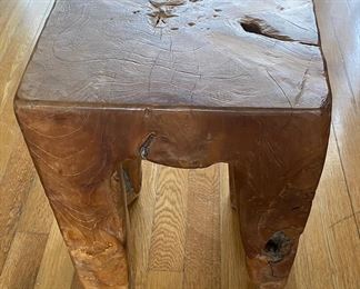 Solid Block Wooden End Table