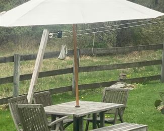 Barlow Tyrie Teak Table and 4 Chairs (New Umbrella) - 2 Barlow Tyrie Benches Sold Separately