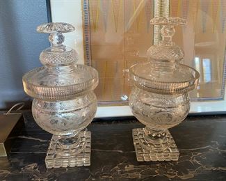 Pair of Antique Covered Jars