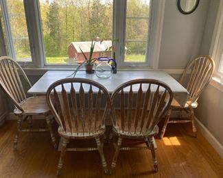 White Washed Table and 4 Windsor Chairs