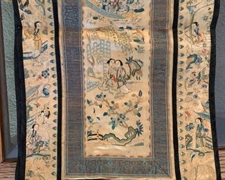 Very old decorative silk panel