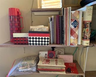 Vintage cookbooks and a LOT of collected recipes/ephemera.  