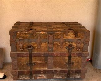 Very old steamer trunk.