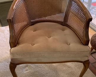 1 of 2 arm chairs with caning - this one's caning is in excellent condition