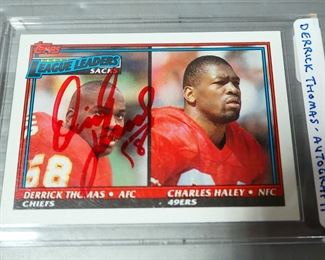 1991 Topps #12 Derrick Thomas And Charles Haley Card, Autographed By Derrick Thomas