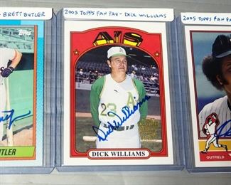 Autographed 2005 Topps Baseball Player Cards, Qty 3, Includes Brett Butler, Oscar Gamble, And Dick Williams