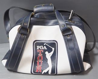 Tom Watson Autographed Golf Glove, Tom Watson PGA Tour Leather Bag, Wentworth Golf Towel, And 3 Additional Golf Gloves