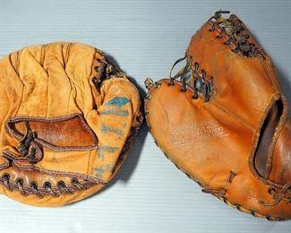 Wilson 3-Finger Leather Baseball Glove, And Leather Catcher's Mitt