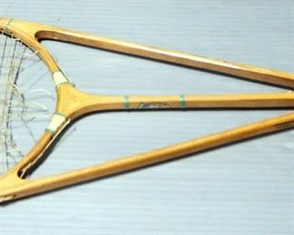 Hazzels Streamline Blue Star Racquet, Circa 1935-1939, Designed By F.W. Donisthorpe, And Antique Wood Tennis Racket With Curved Head
