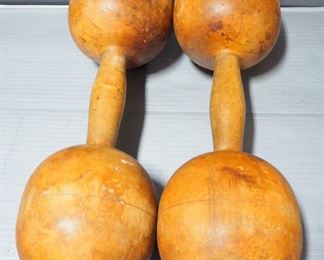 Wood Dumbbells, Various Sizes, Total Qty 8