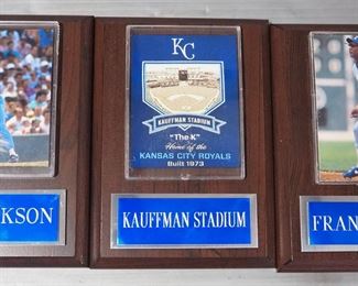 Kansas City Royals Player Card Plaques Qty 3, Includes Bo Jackson, Frank White, And Kauffman Stadium