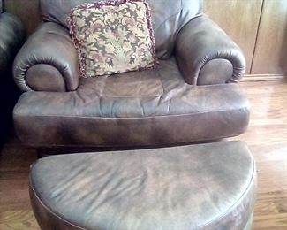These chairs and crescent shape ottoman are big and comfy (yes, there are two of them)