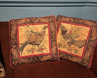 vintage cushions with bird prints