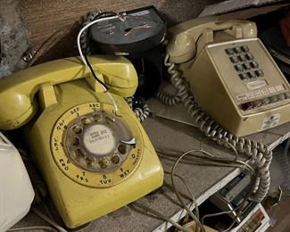 lots of telephones from different eras