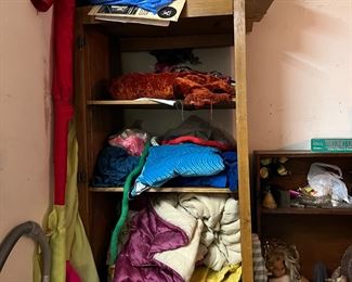 lots of blankets, sheets, fabrics