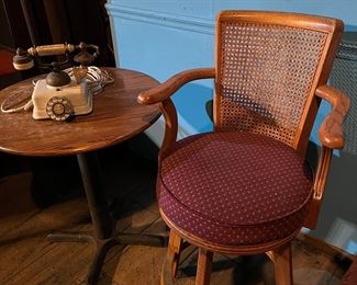 Vintage rattan swivel chair
