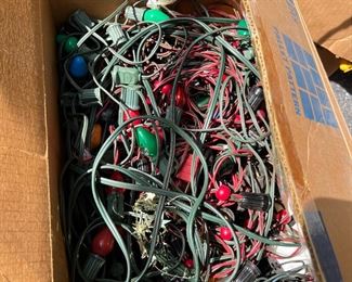 Lots of Christmas decorations, lights, figurines, etc