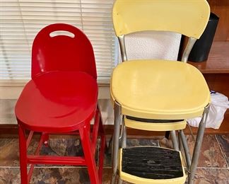 Metal Kitchen Chair and Step Stool