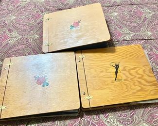 Vintage Wooden Photo Albums with photos.