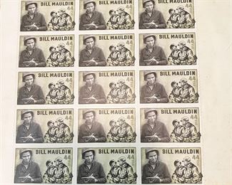 Block of stamps "Bill Mauldin" (American Editorial Cartoonist). Won two Pulitzer Prizes for his work.