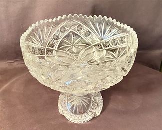 Cut Glass Punch Bowl on Stand