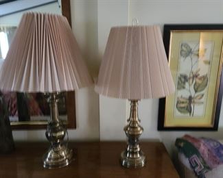 Brass lamps (NOT matching but very similar); $50/pair.