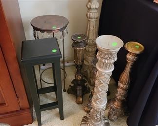 Candlesticks & display stands; most are $5 each.