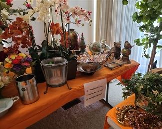 Figurines, vases & floral arrangements; $3-$20 each.